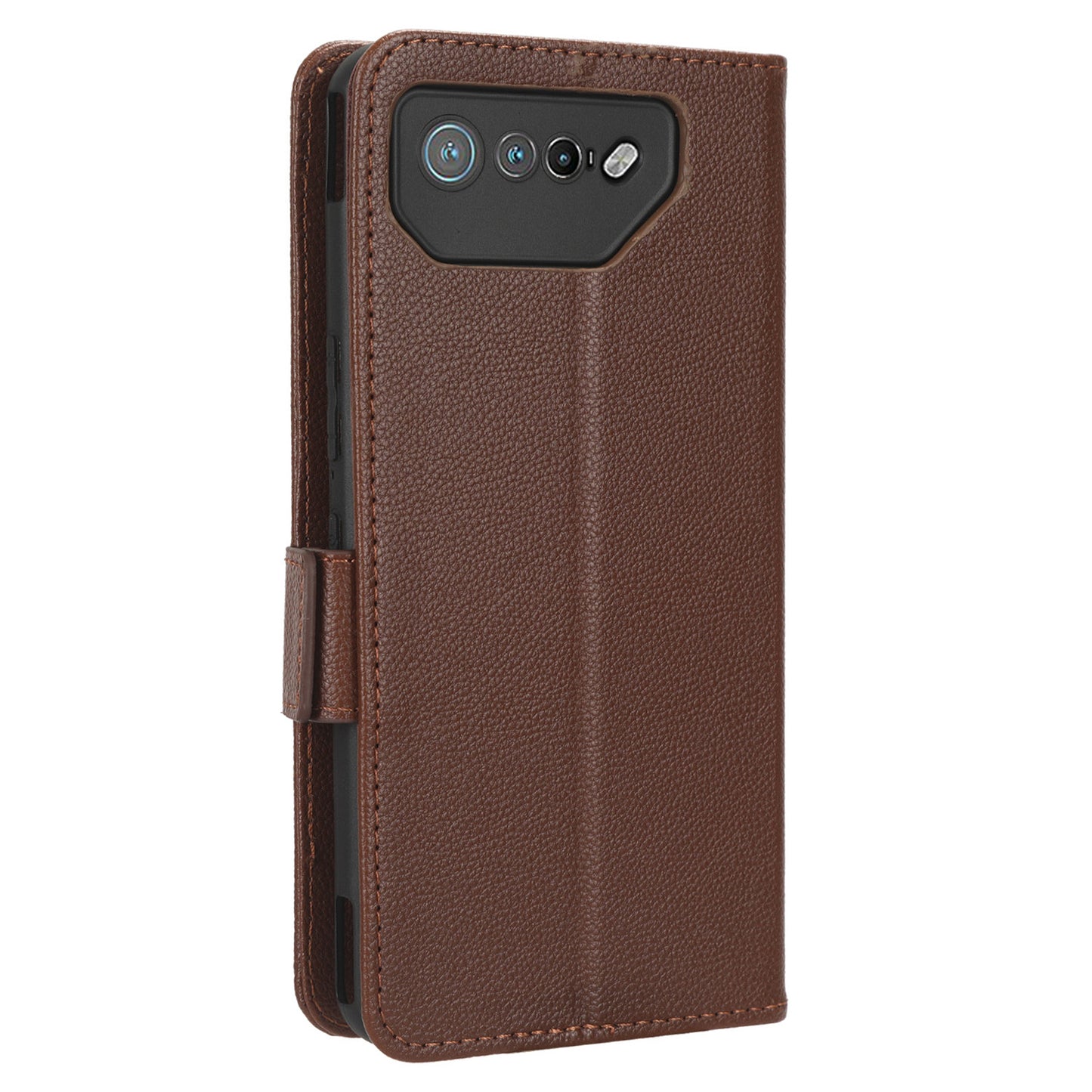 For Asus ROG Phone 7 5G Flip Stand Phone Shell PU Leather Wallet Anti-drop Case Litchi Texture Phone Cover