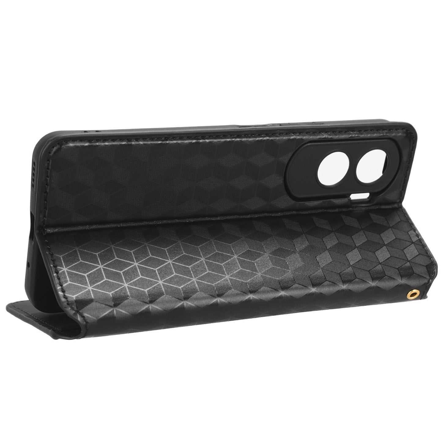 For Honor 90 Lite 5G / X50i 5G Wallet Stand Flip Phone Cover Rhombus Imprinted PU Leather Phone Case