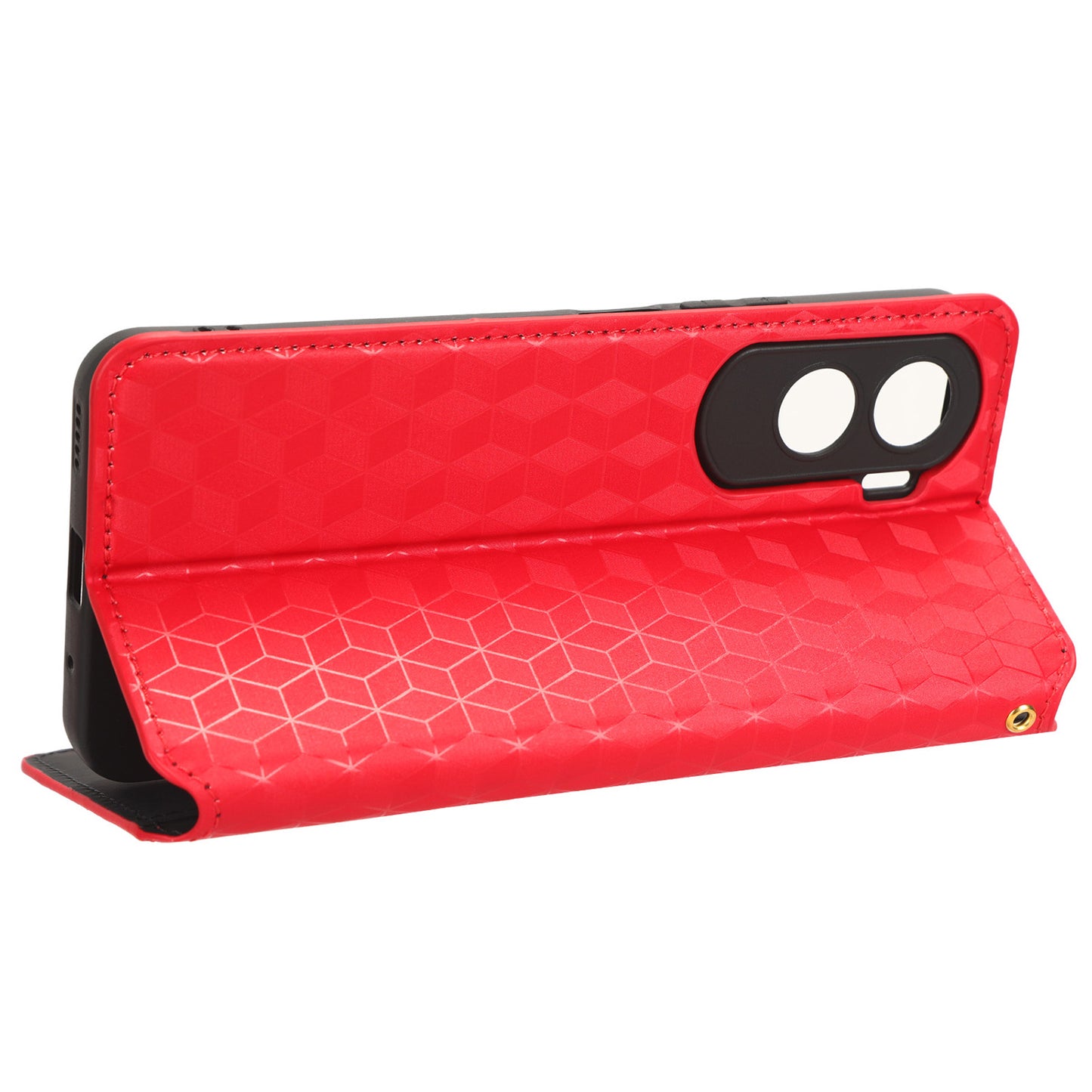 For Honor 90 Lite 5G / X50i 5G Wallet Stand Flip Phone Cover Rhombus Imprinted PU Leather Phone Case