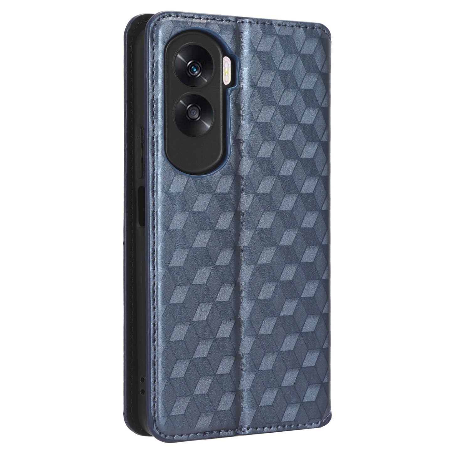 For Honor 90 Lite 5G / X50i 5G Wallet Stand Flip Phone Cover Rhombus Imprinted PU Leather Phone Case