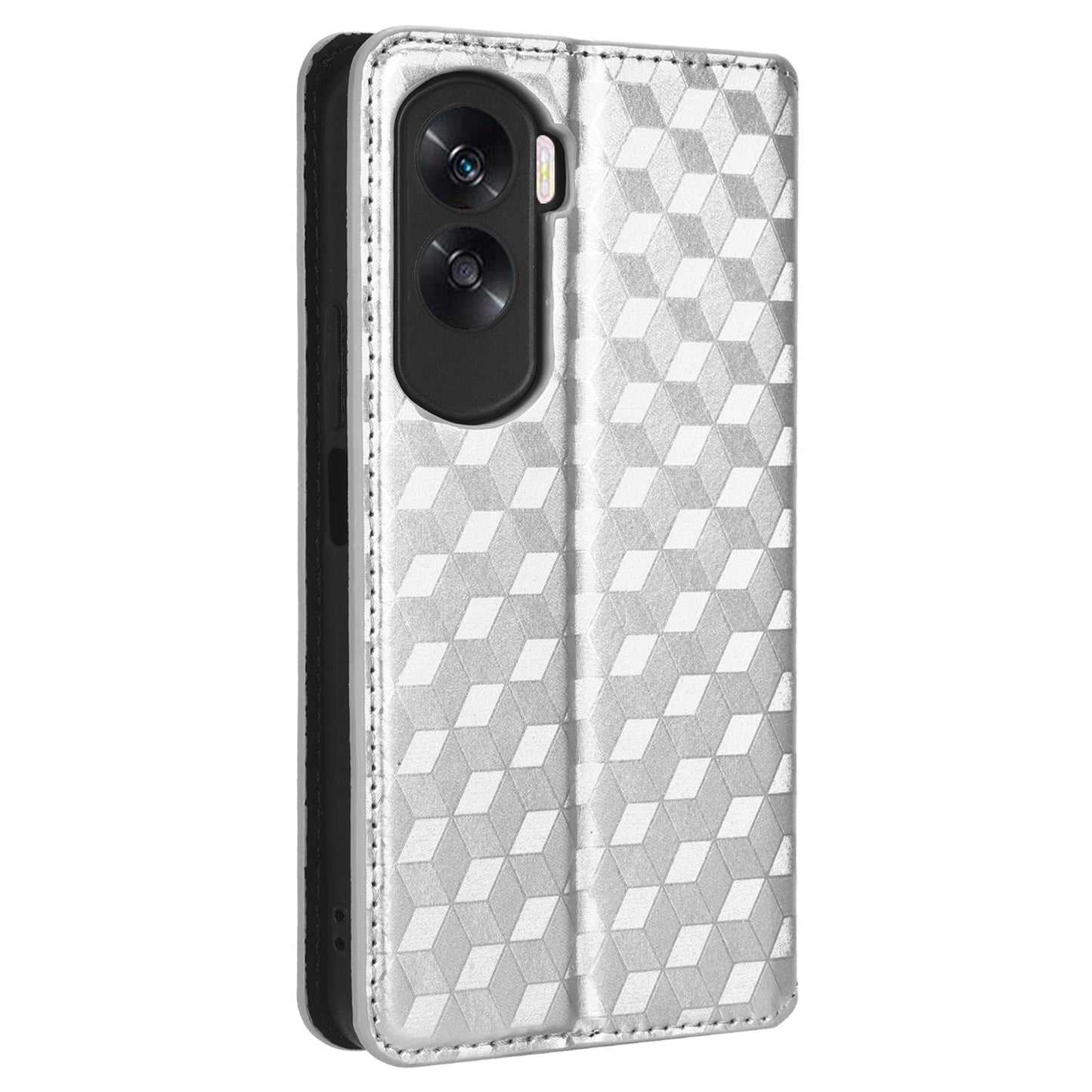 For Honor 90 Lite 5G / X50i 5G Wallet Stand Flip Phone Cover Rhombus Imprinted PU Leather Phone Case