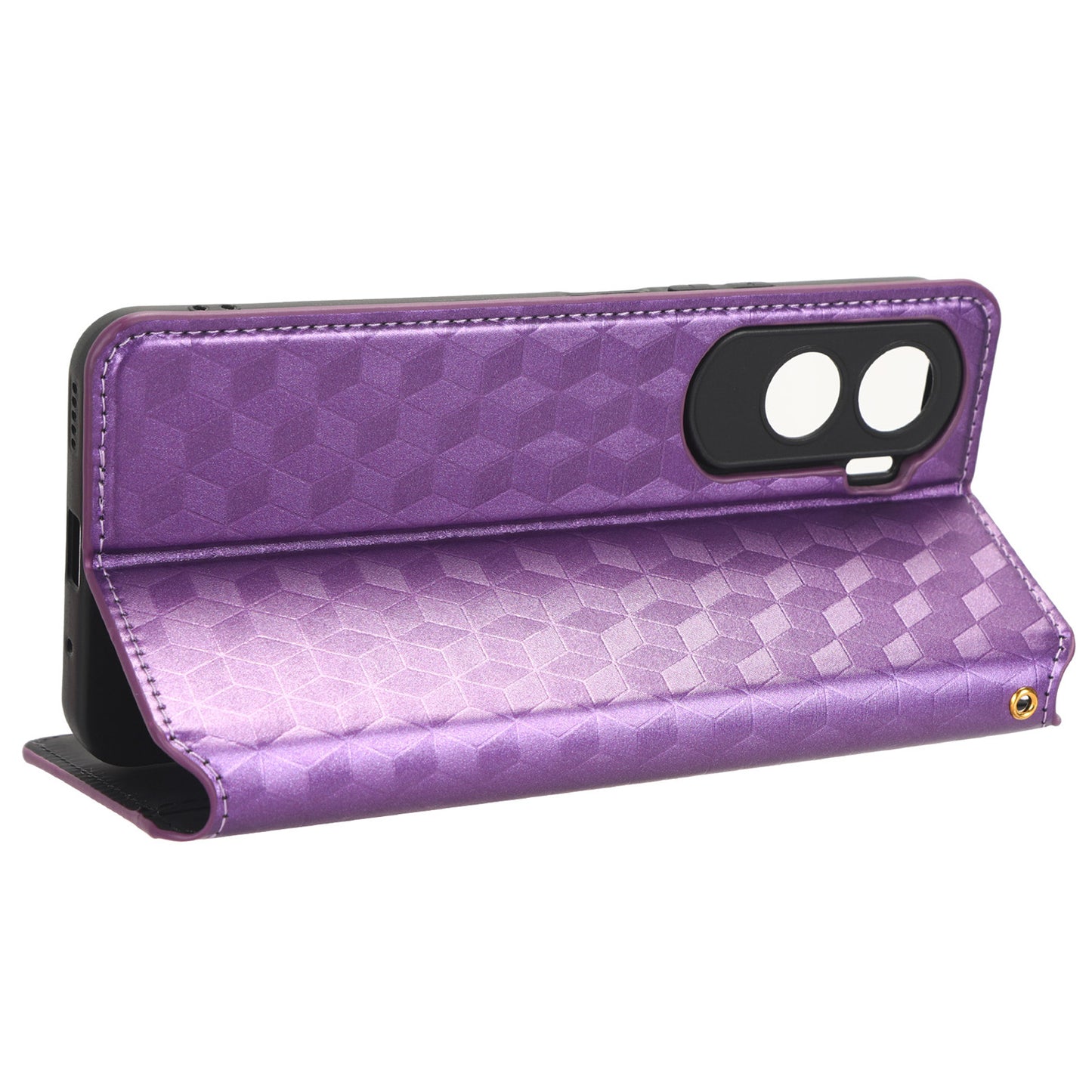 For Honor 90 Lite 5G / X50i 5G Wallet Stand Flip Phone Cover Rhombus Imprinted PU Leather Phone Case