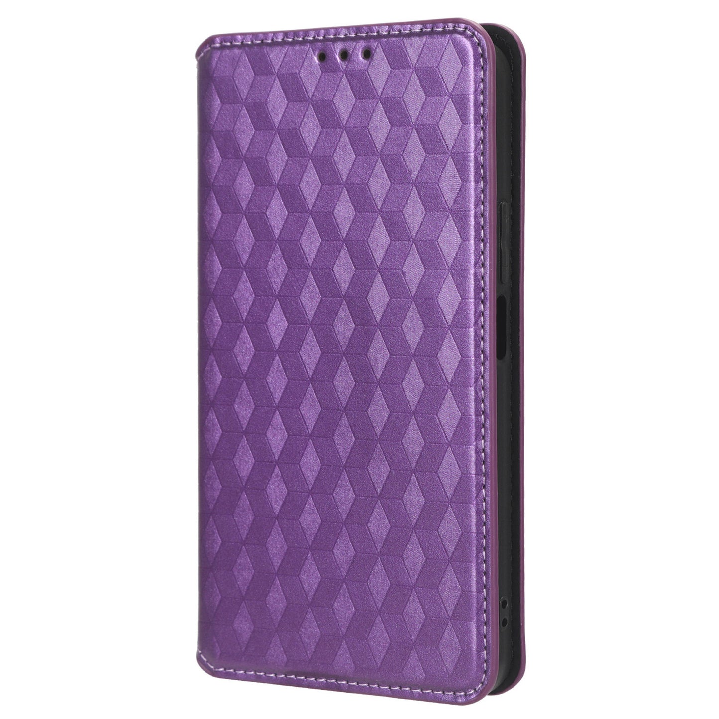 For Honor 90 Lite 5G / X50i 5G Wallet Stand Flip Phone Cover Rhombus Imprinted PU Leather Phone Case
