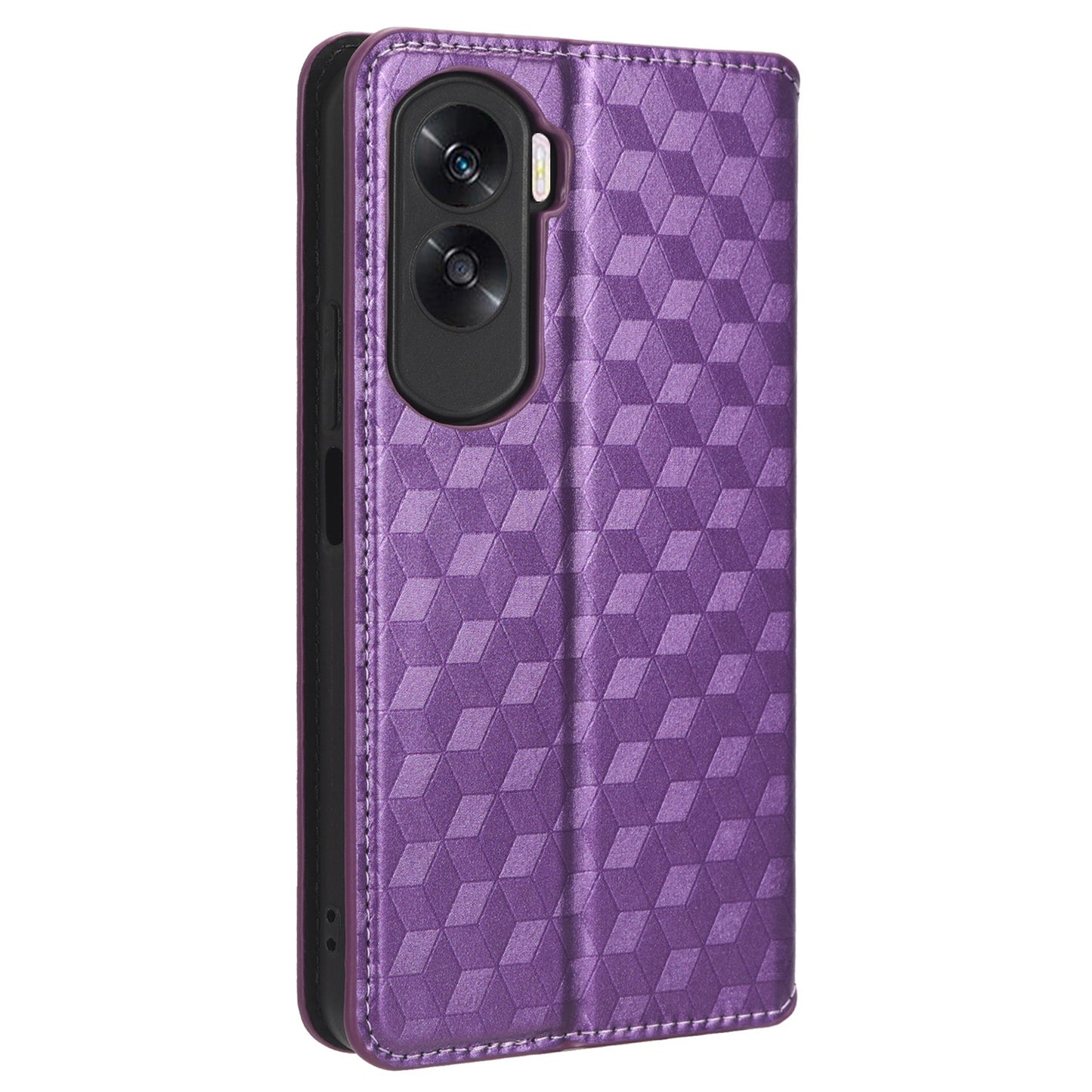 For Honor 90 Lite 5G / X50i 5G Wallet Stand Flip Phone Cover Rhombus Imprinted PU Leather Phone Case