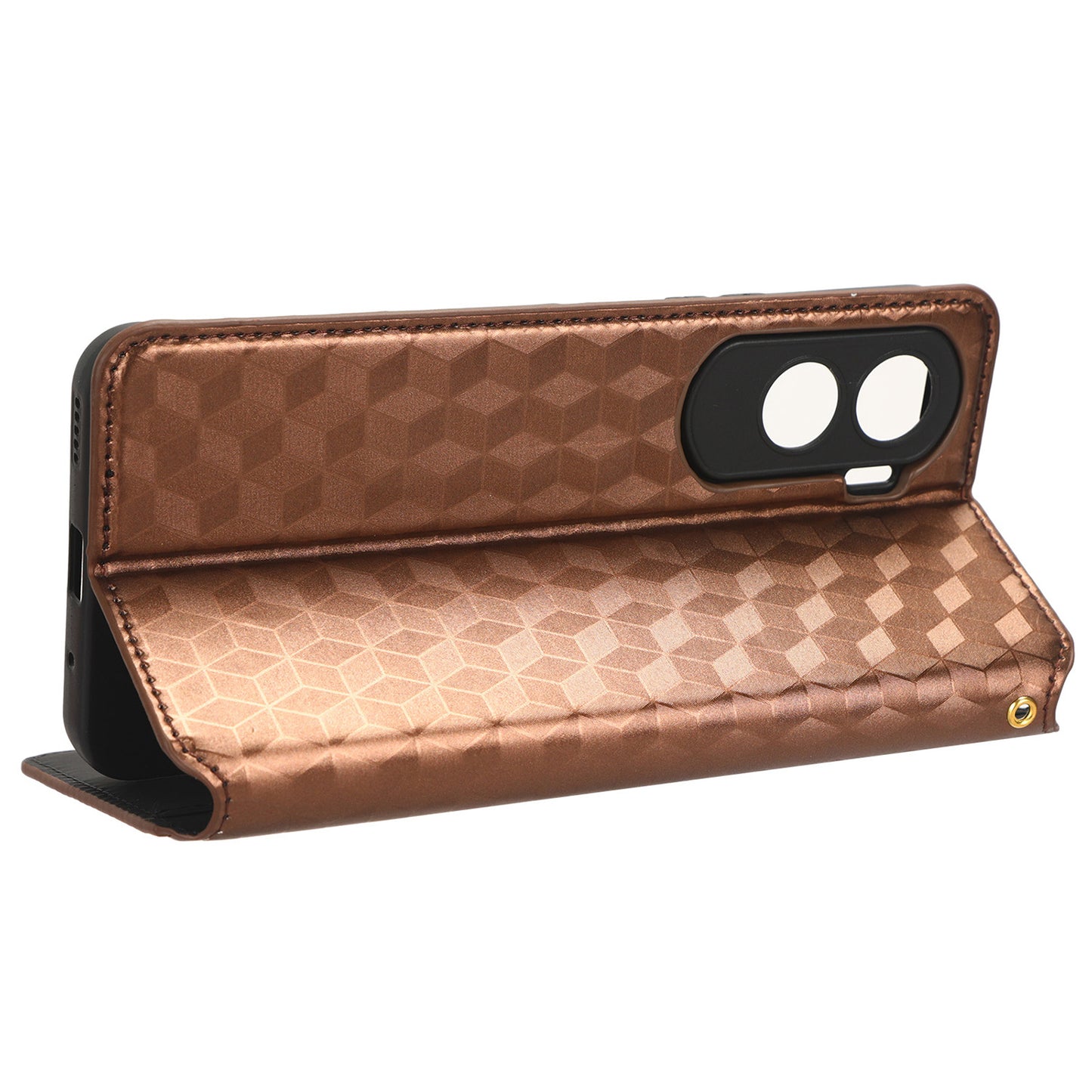 For Honor 90 Lite 5G / X50i 5G Wallet Stand Flip Phone Cover Rhombus Imprinted PU Leather Phone Case