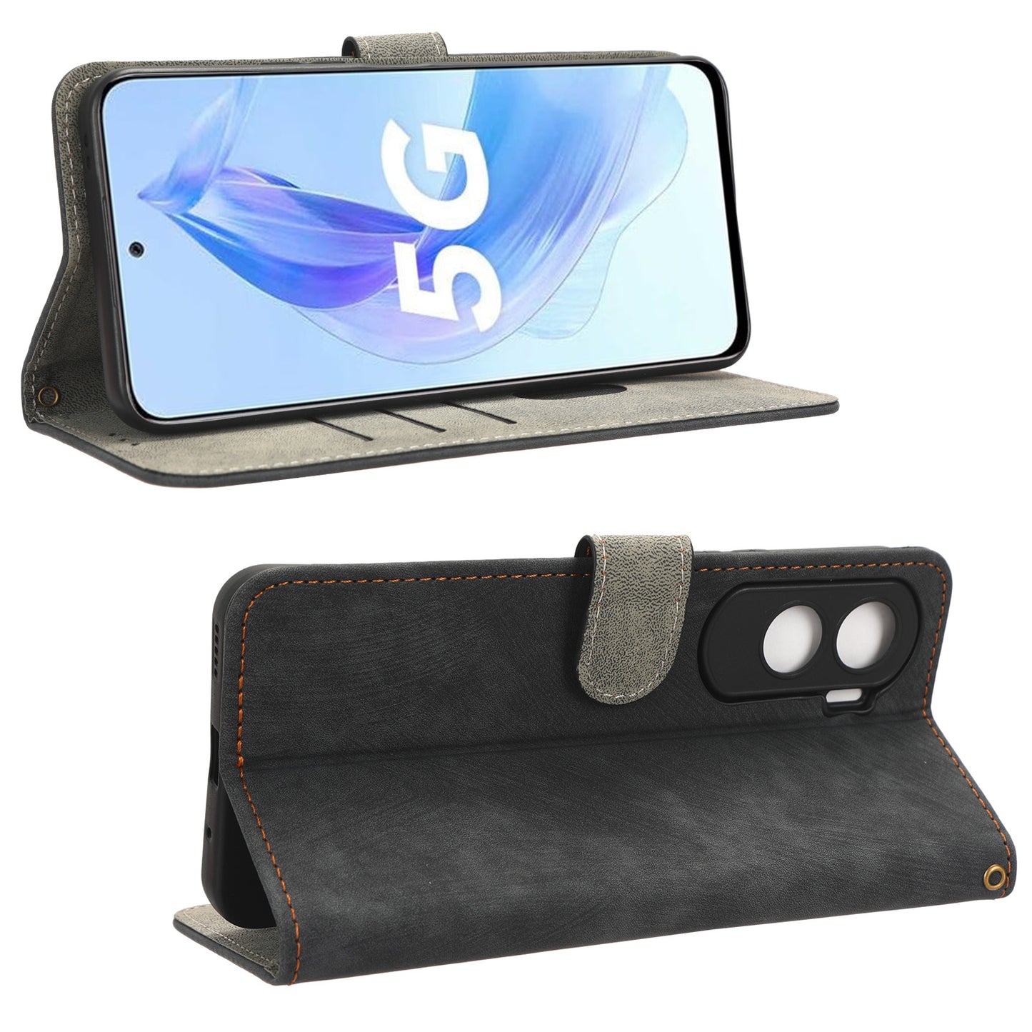 For Honor 90 Lite 5G / X50i 5G RFID Blocking PU Leather Case Cell Phone Wallet Stand Cover with Strap