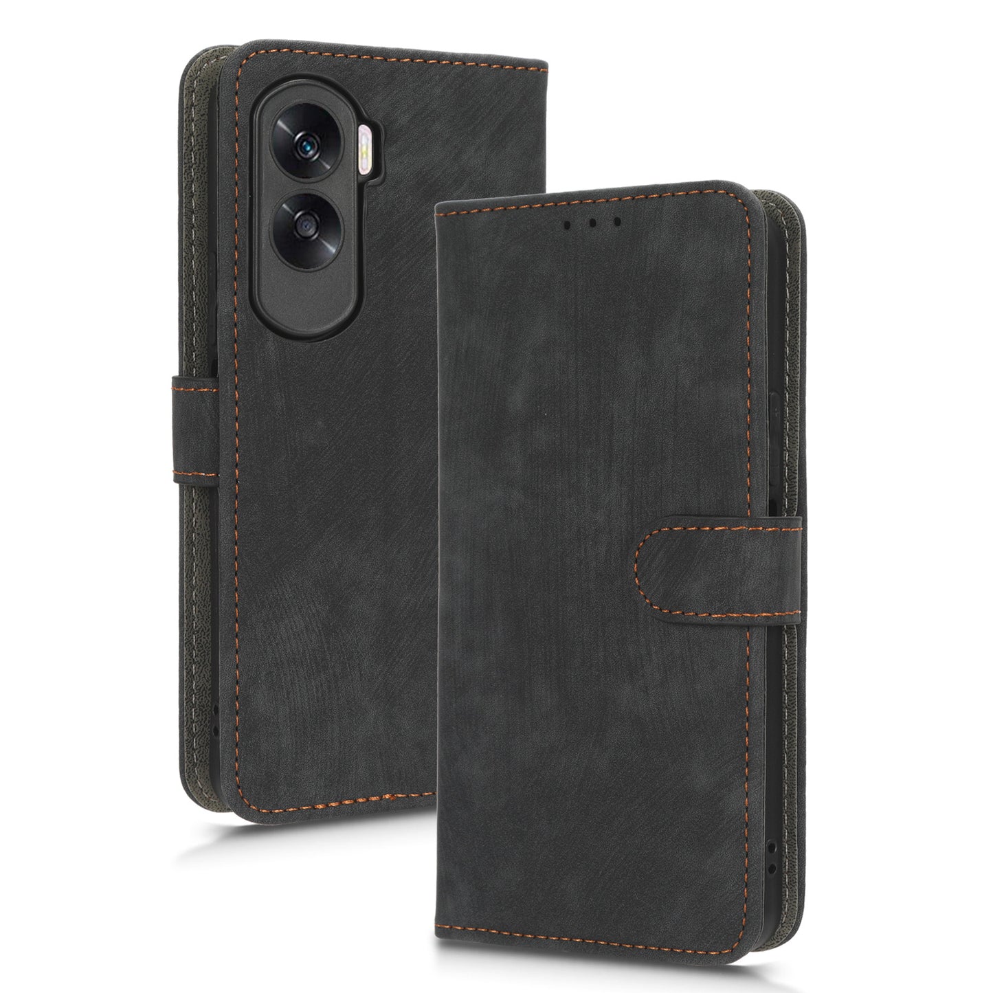 For Honor 90 Lite 5G / X50i 5G RFID Blocking PU Leather Case Cell Phone Wallet Stand Cover with Strap