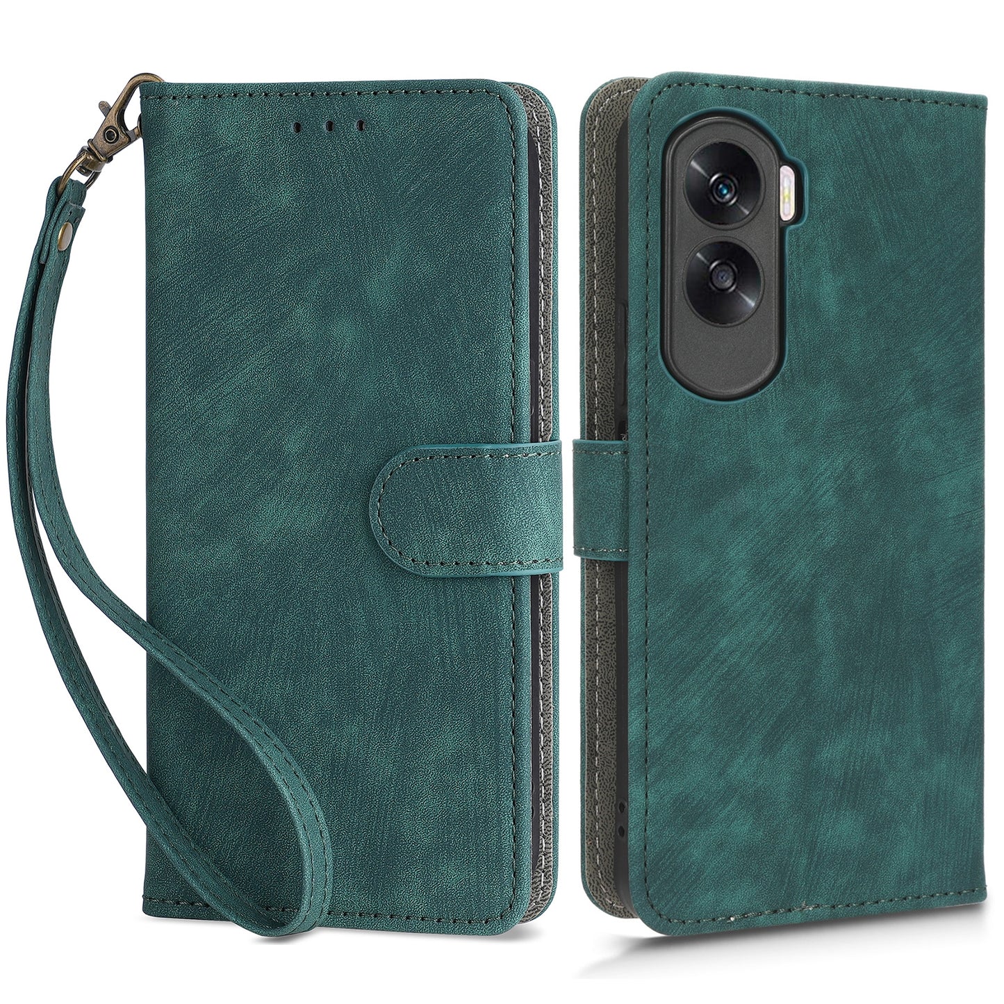 For Honor 90 Lite 5G / X50i 5G RFID Blocking PU Leather Case Cell Phone Wallet Stand Cover with Strap