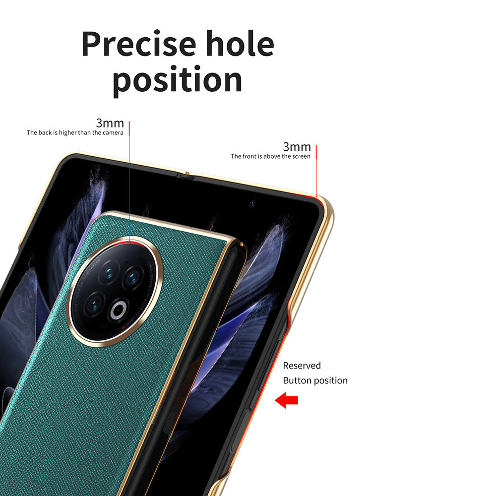 For vivo X Fold2 PU Leather+PC Phone Case Electroplating Frame Anti-Drop Protective Cover