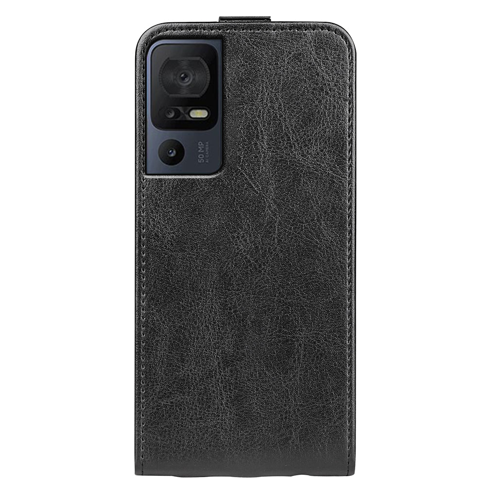 For TCL 40 SE Phone Case Crazy Horse Texture Card Holder PU Leather Vertical Flip Phone Cover