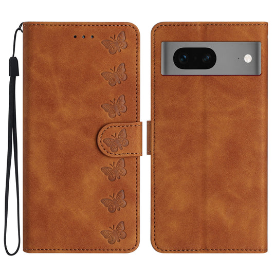 Phone Case for Google Pixel 7 5G Shockproof Butterfly Imprinted Wallet Flip Leather Cover Stand Shell