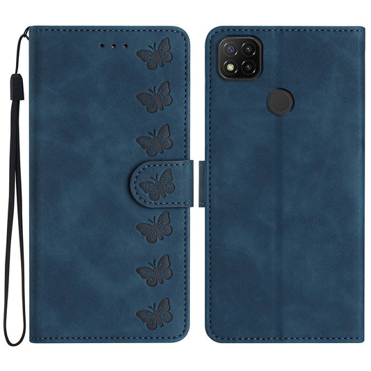 For Xiaomi Redmi 10A Imprinted Butterfly Phone Case Leather Wallet Flip Stand Phone Cover