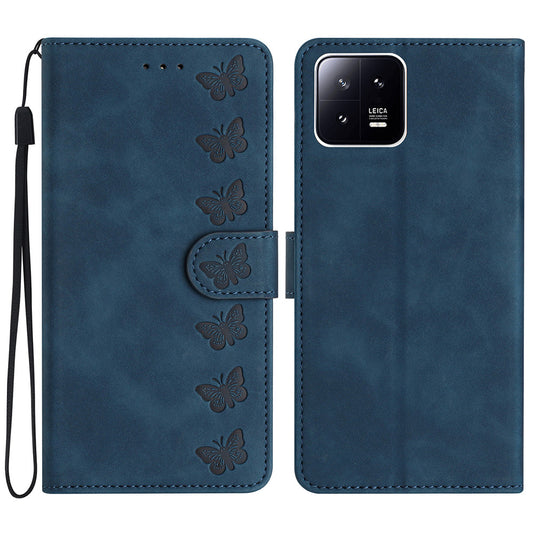 For Xiaomi 13 Pro 5G Cell Phone Case Leather Wallet Imprinted Butterfly Stand Phone Cover