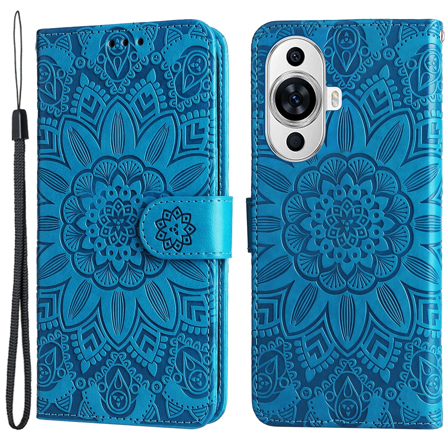 For Huawei nova 11 Wallet Flip Protective Cover PU Leather Sunflower Imprinted Stand Phone Case