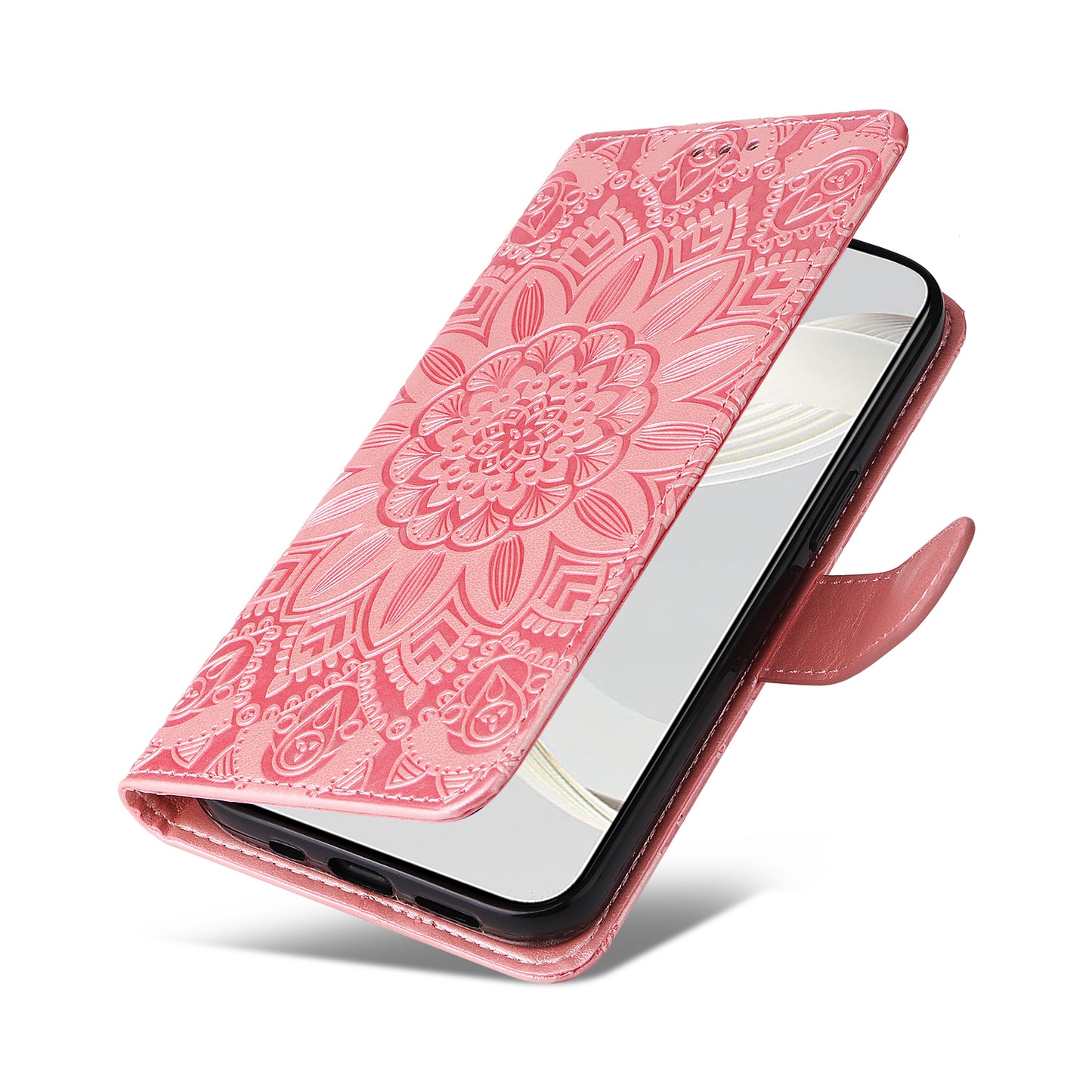 For Huawei nova 11 Wallet Flip Protective Cover PU Leather Sunflower Imprinted Stand Phone Case