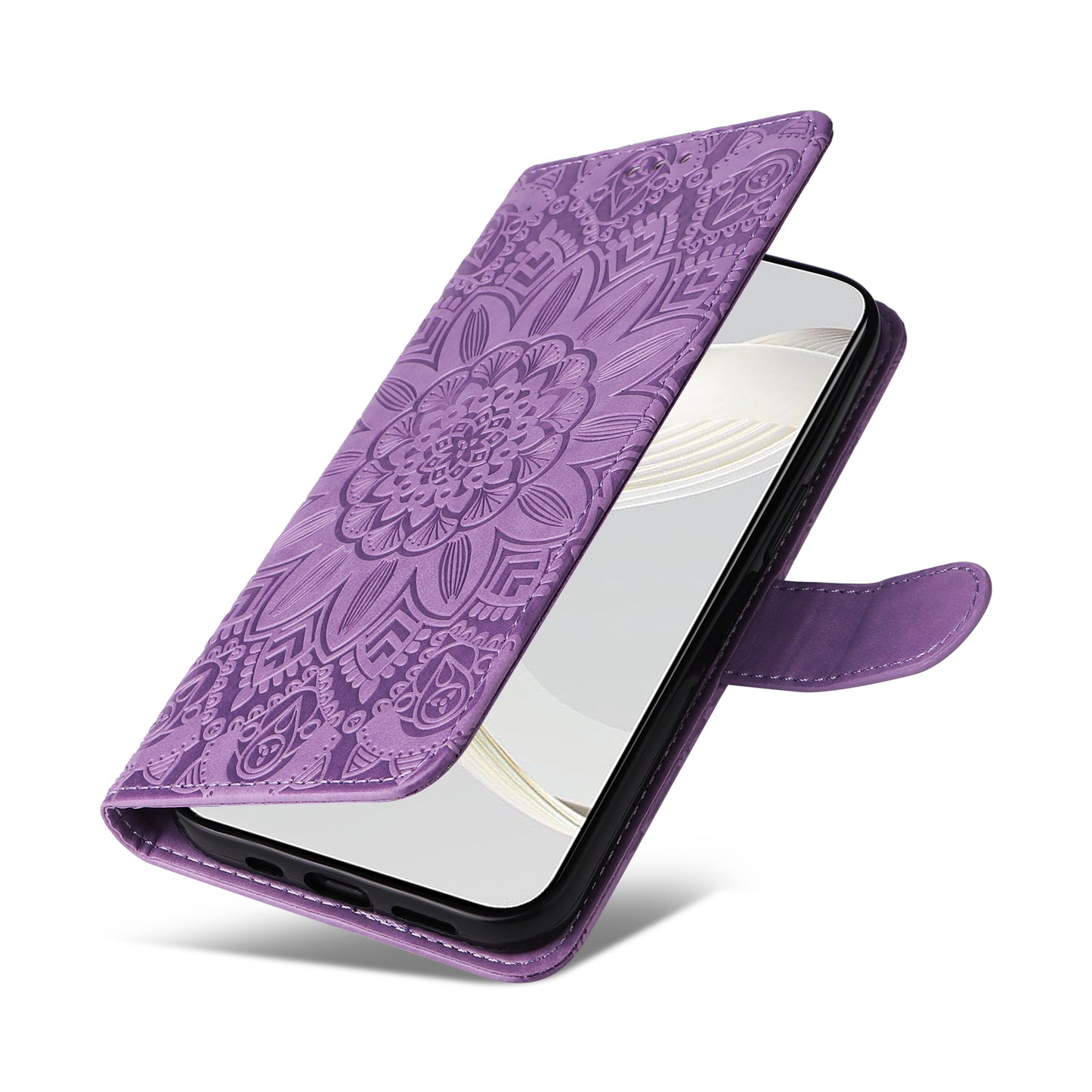 For Huawei nova 11 Wallet Flip Protective Cover PU Leather Sunflower Imprinted Stand Phone Case