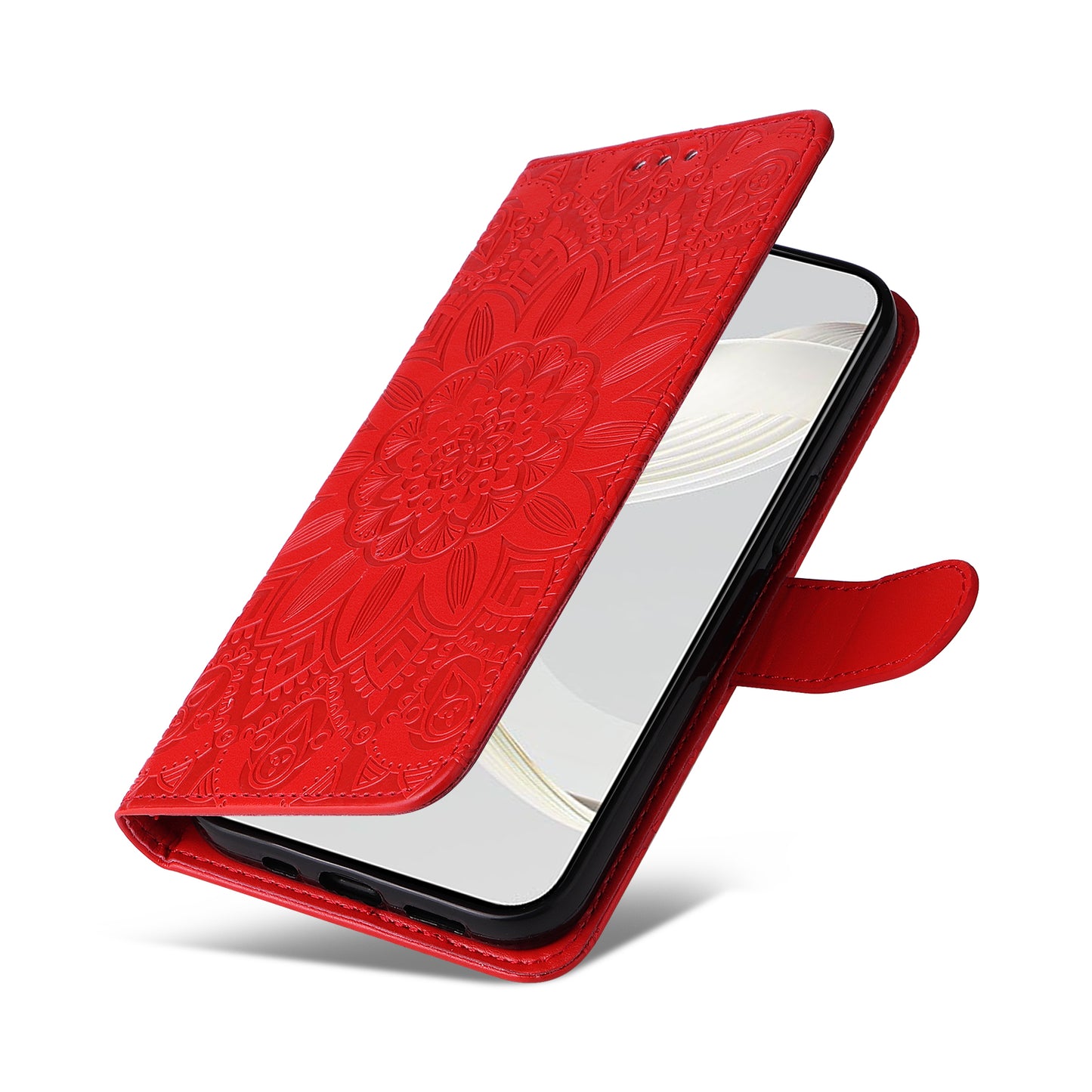 For Huawei nova 11 Wallet Flip Protective Cover PU Leather Sunflower Imprinted Stand Phone Case