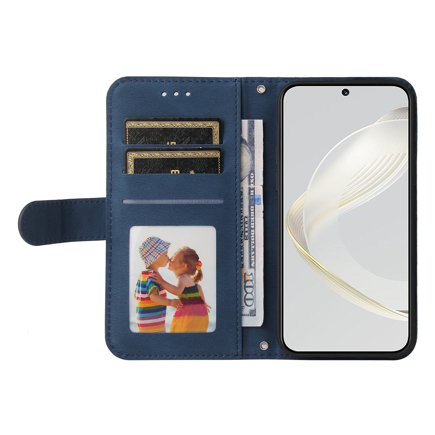 For Huawei nova 11 PU Leather Wallet Phone Case Imprinted Lines Stand Skin-touch Protective Cover