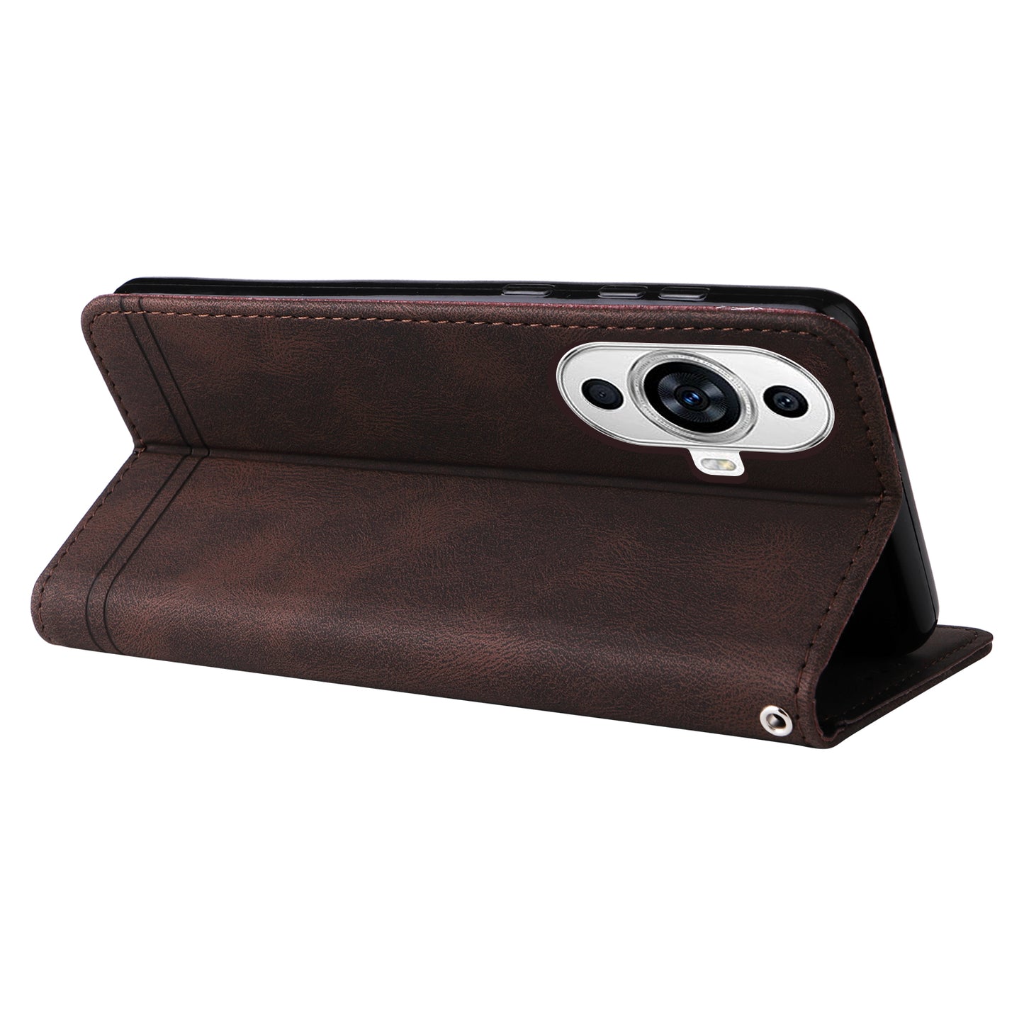 For Huawei nova 11 PU Leather Wallet Phone Case Imprinted Lines Stand Skin-touch Protective Cover