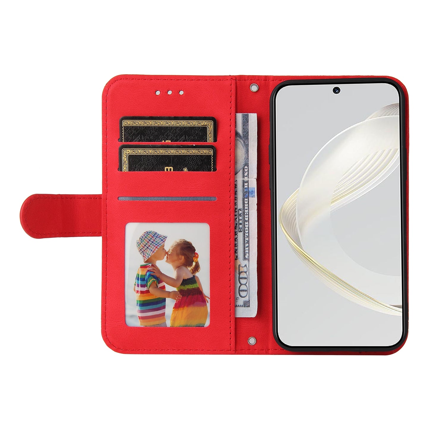 For Huawei nova 11 PU Leather Wallet Phone Case Imprinted Lines Stand Skin-touch Protective Cover