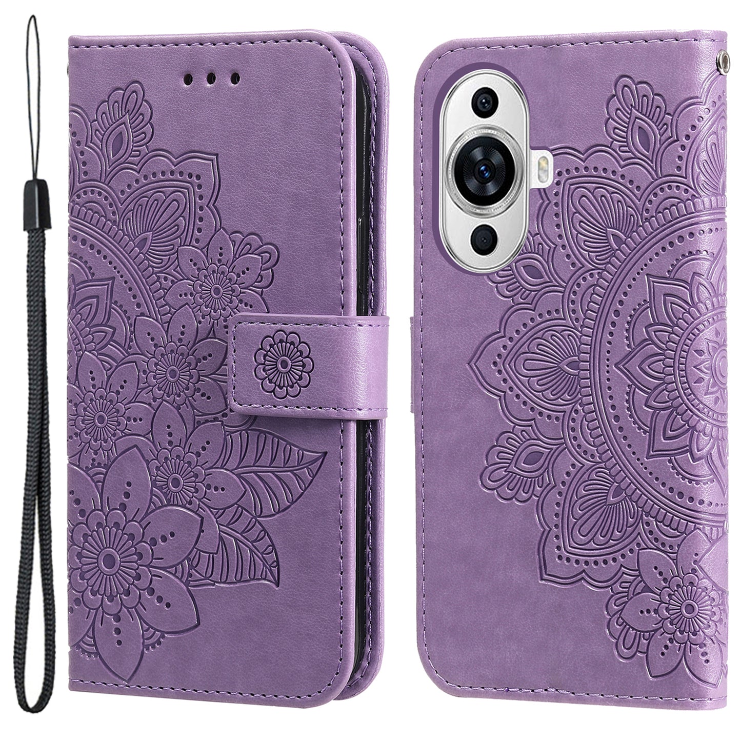 For Huawei nova 11 Flip Stand PU Leather Case Flower Imprinting Wallet Phone Cover