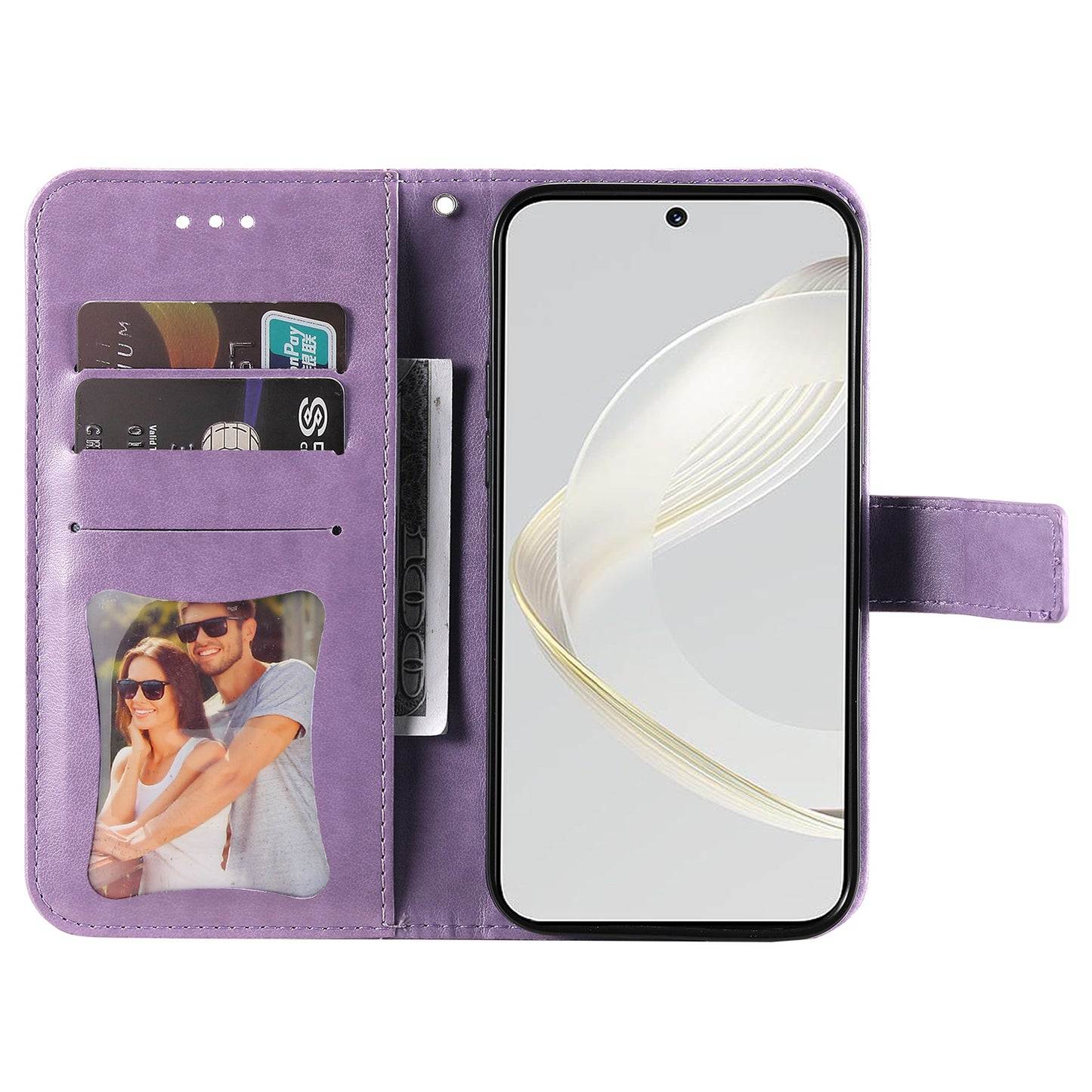 For Huawei nova 11 Flip Stand PU Leather Case Flower Imprinting Wallet Phone Cover