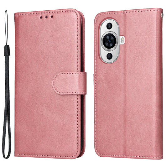 For Huawei nova 11 Pro / nova 11 Ultra PU Leather Case Calf Texture Wallet Stand Phone Cover with Strap