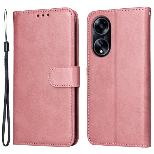 Leather Case for Oppo A1 5G / A98 5G / F23 5G Shockproof Calf Texture Wallet Stand Cell Phone Cover with Strap