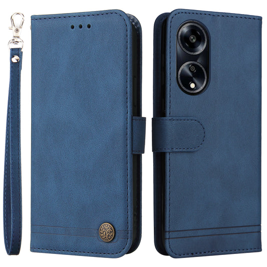 For Oppo A1 5G / A98 5G / F23 5G Drop-proof Imprinted Lines PU Leather Case Skin-touch Stand Wallet Phone Cover