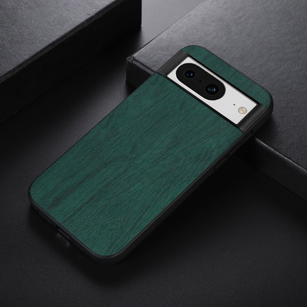 For Google Pixel 8 Wood Grain Phone Case PU Leather+PC+TPU Phone Back Cover