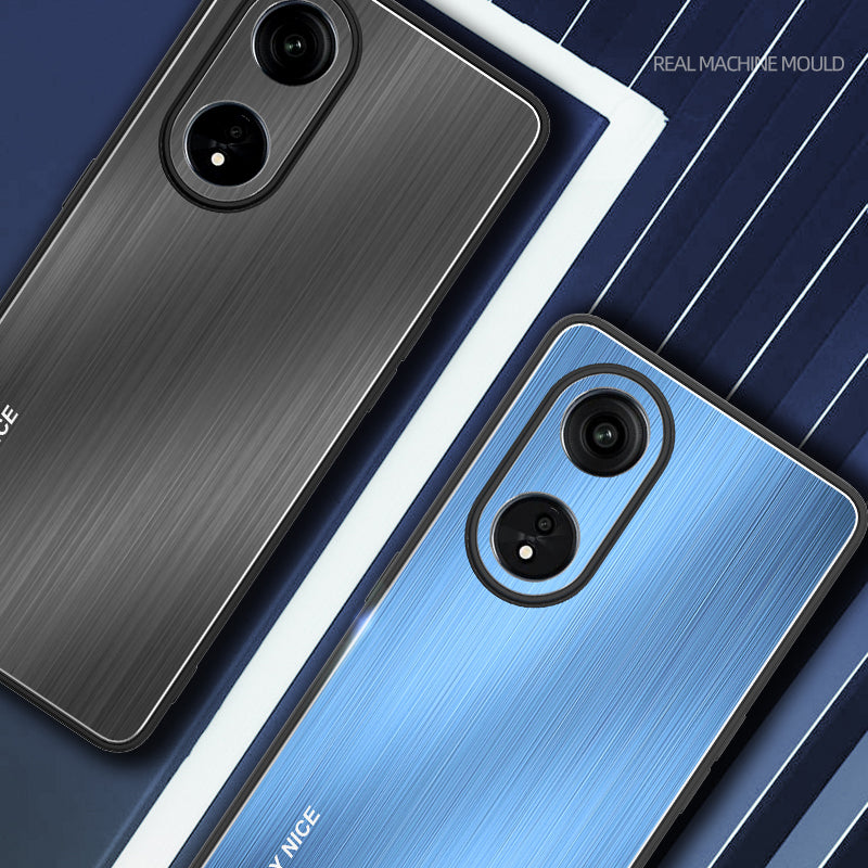 Brushed Cover for Oppo A1 Pro 5G / Reno8 T 5G / A98 5G TPU Frame Aluminium Alloy Cell Phone Back Case