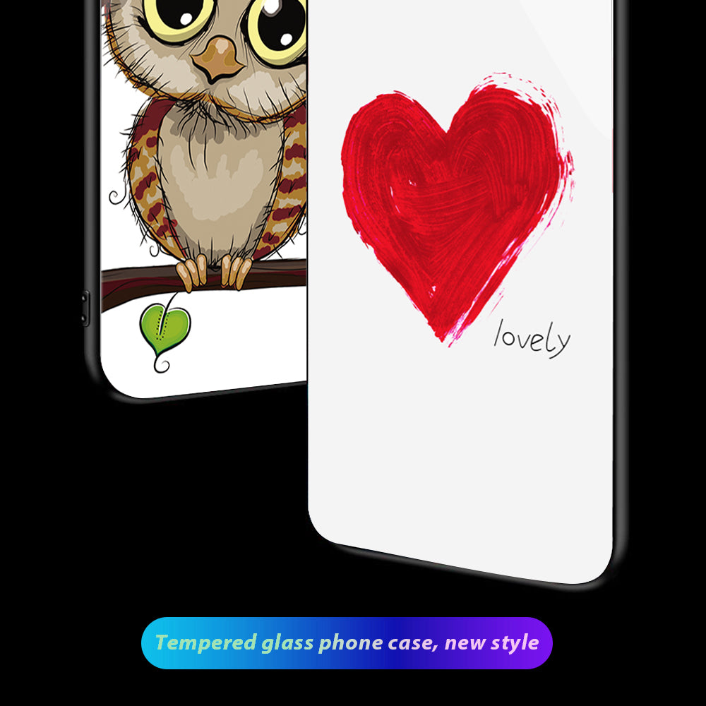 For Huawei P60 Anti-Scratch Tempered Glass Back Cover PC+TPU Pattern Printing Phone Case