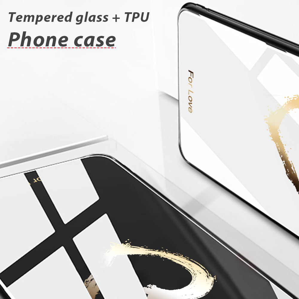 For Huawei P60 Anti-Scratch Tempered Glass Back Cover PC+TPU Pattern Printing Phone Case