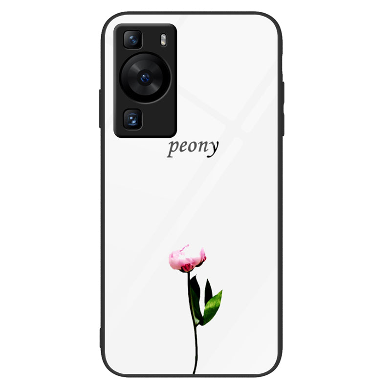For Huawei P60 Anti-Scratch Tempered Glass Back Cover PC+TPU Pattern Printing Phone Case