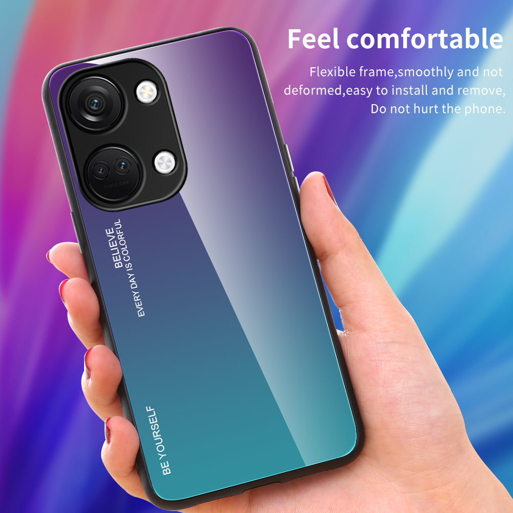 For OnePlus Nord 3 5G / Ace 2V Gradient Tempered Glass Back Shell PC + TPU Shock Protective Phone Case