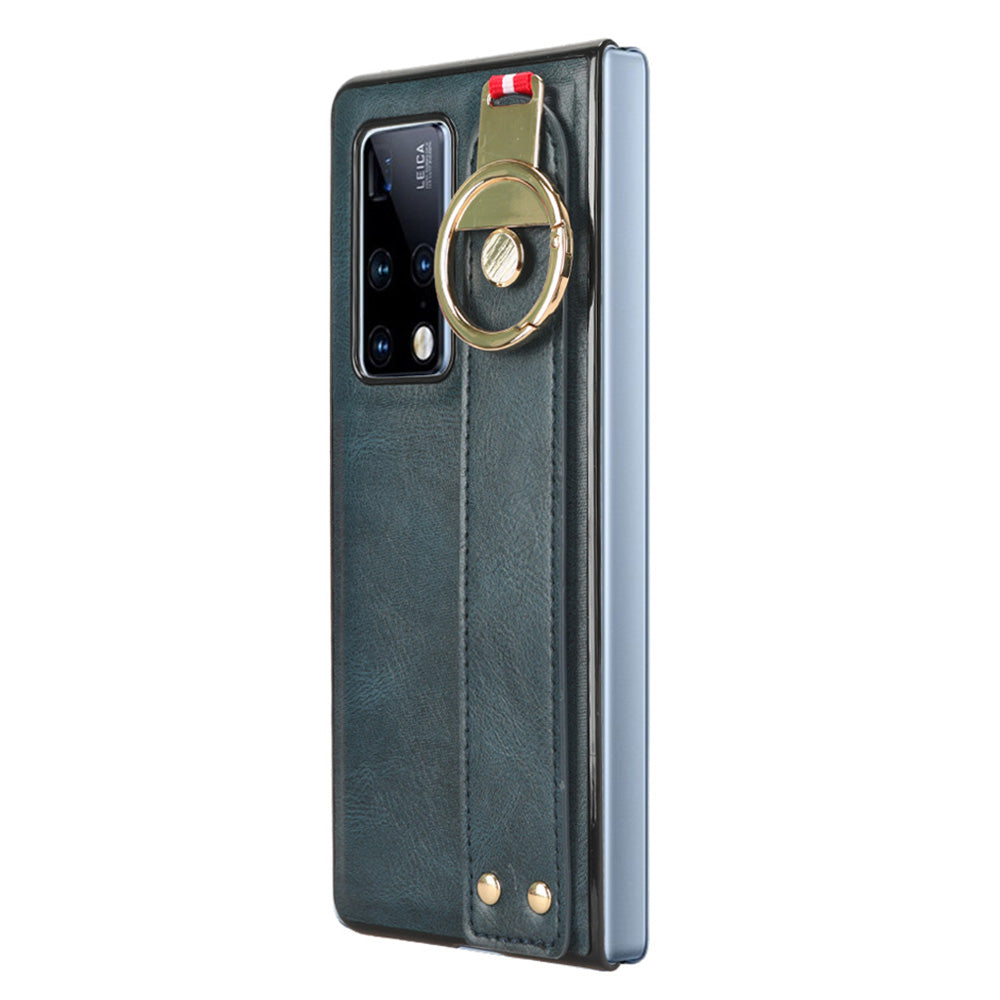 For Huawei Mate X2 4G / 5G Leather Coated PC+TPU Hybrid Phone Case Wristband Bottle Opener Cover with Neck Strap