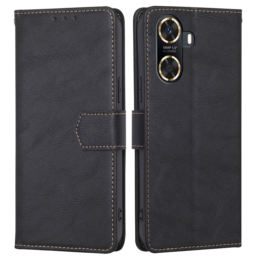For Huawei Enjoy 60 RFID Blocking Wallet Stand Case Cowhide Texture Leather Phone Cover