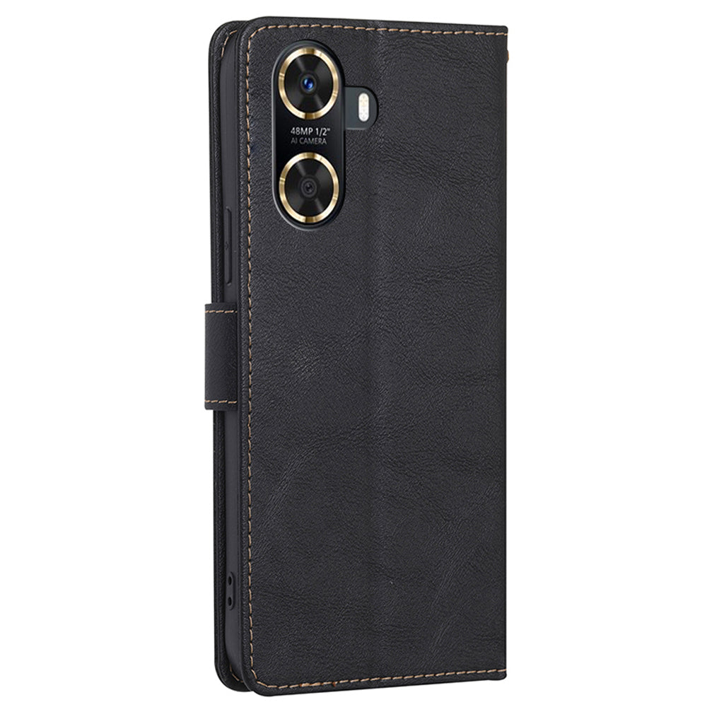 For Huawei Enjoy 60 RFID Blocking Wallet Stand Case Cowhide Texture Leather Phone Cover