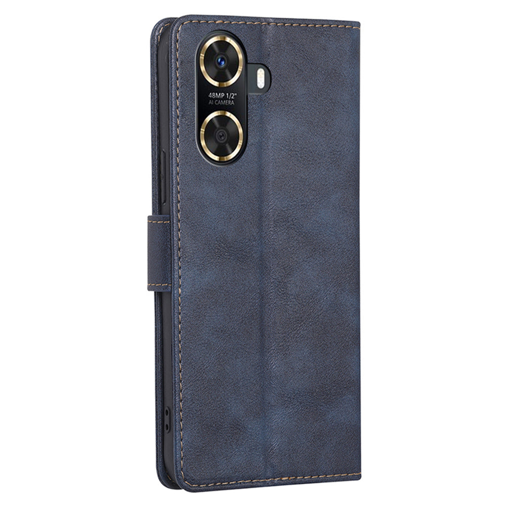 For Huawei Enjoy 60 RFID Blocking Wallet Stand Case Cowhide Texture Leather Phone Cover