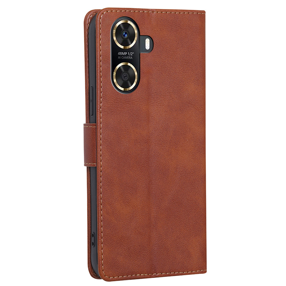 For Huawei Enjoy 60 RFID Blocking Wallet Stand Case Cowhide Texture Leather Phone Cover