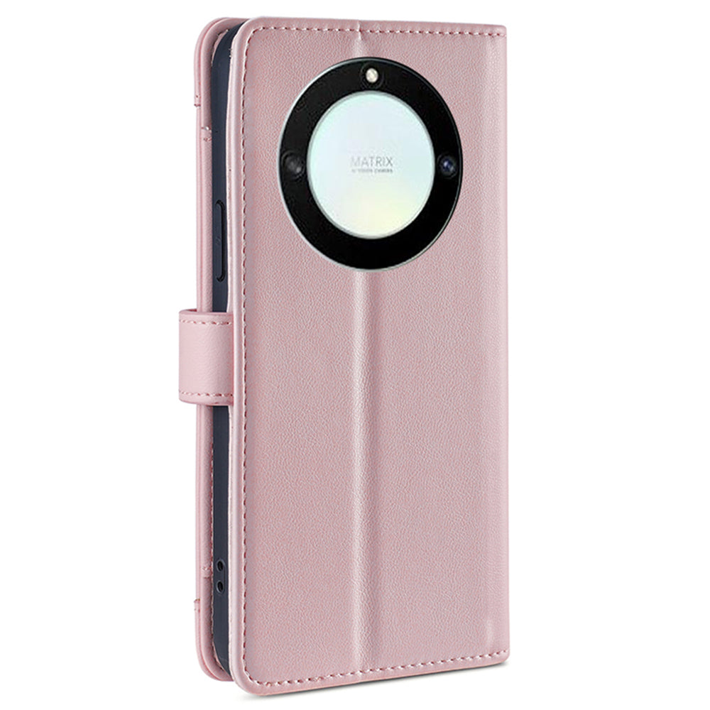 For Honor X40 5G / X9a 5G / Magic5 Lite 5G Leather Wallet Cover Zipper Pocket Phone Stand Case with 2 Straps