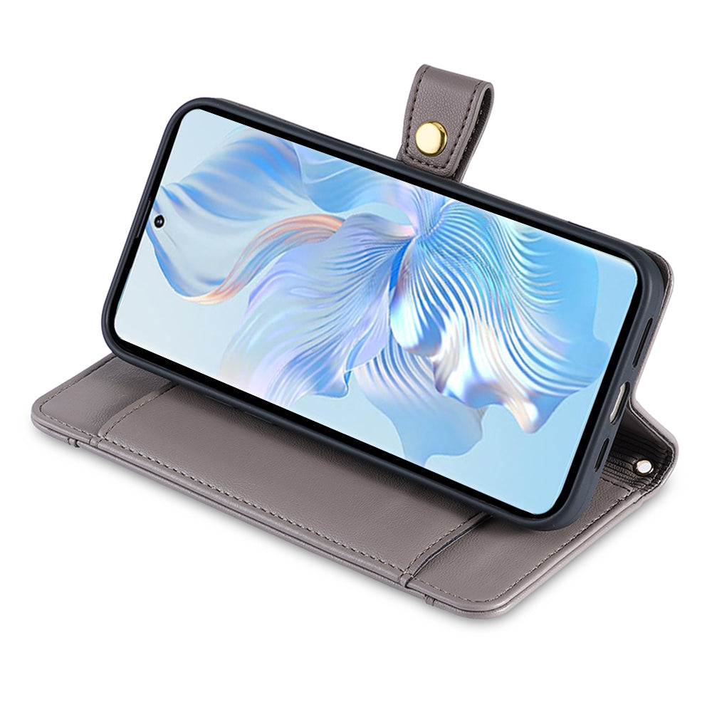 For Honor X40 5G / X9a 5G / Magic5 Lite 5G Leather Wallet Cover Zipper Pocket Phone Stand Case with 2 Straps