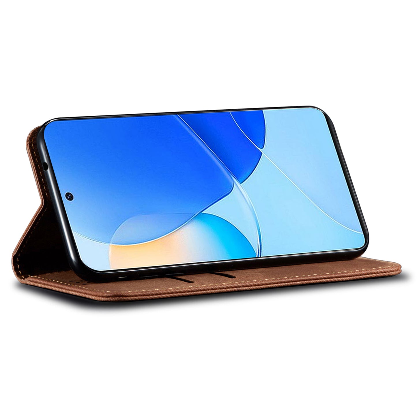 For Huawei nova 11 Wallet Stand Phone Case PU Leather Jeans Cloth Texture Phone Cover