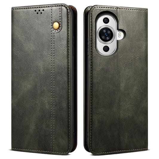 For Huawei nova 11 Leather Cell Phone Cover Waxy Crazy Horse Texture Stand Wallet Phone Case