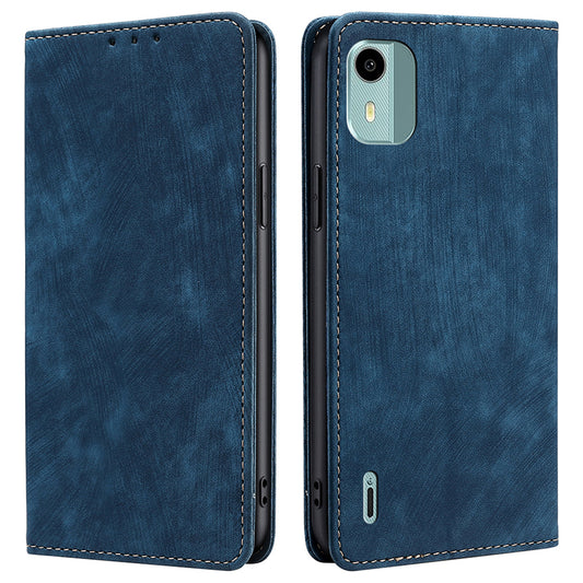 For Nokia C12 4G / C12 Plus / C12 Pro PU Leather Mobile Phone Case Textured Anti-Drop Stand Wallet RFID Blocking Phone Cover