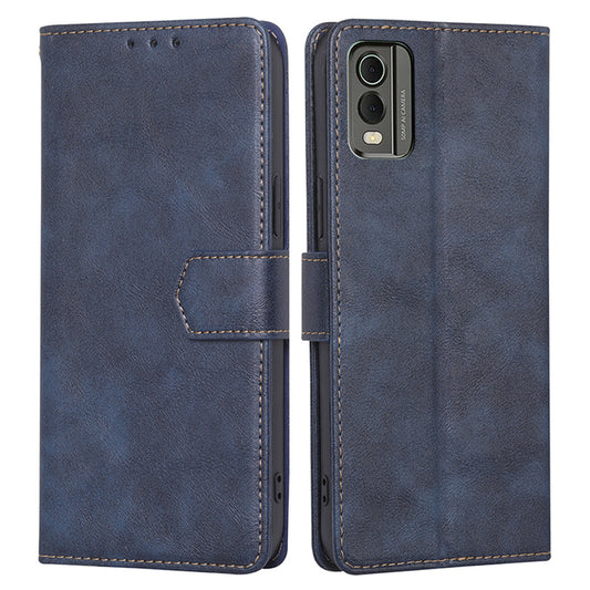 For Nokia C32 Cowhide Texture Phone Wallet Case PU Leather RFID Blocking Stand Phone Cover