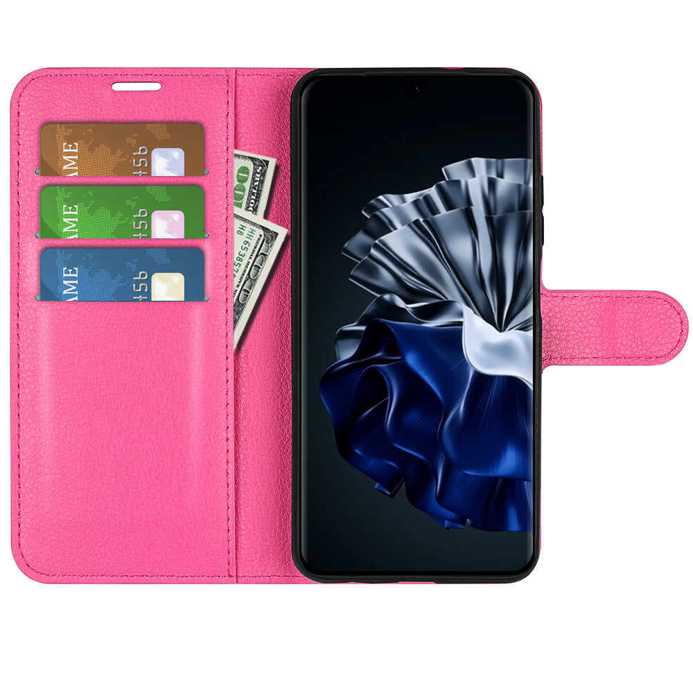 For Huawei P60 PU Leather Phone Stand Case Litchi Texture Wallet Phone Cover