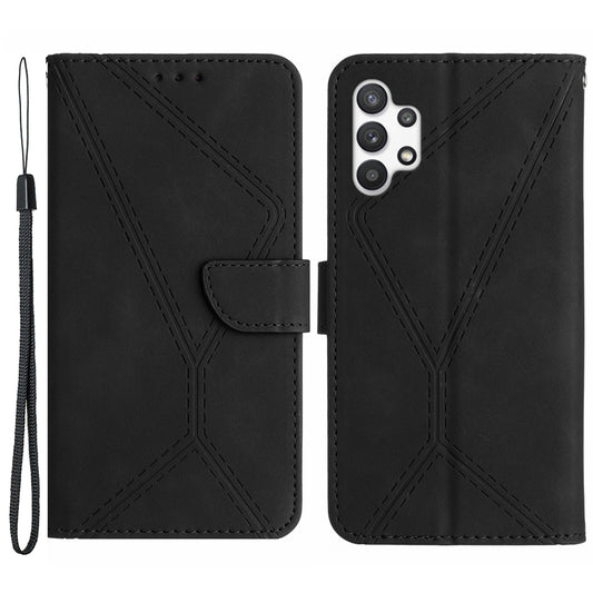 HT05 For Samsung Galaxy A13 4G Phone Leather Case Imprinted Line Wallet Stand Phone Cover
