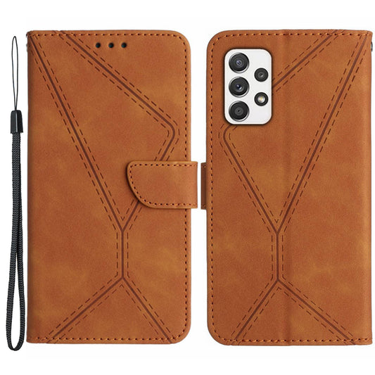 HT05 Phone Flip Case for Samsung Galaxy A53 5G Leather Cover Skin-touch Wallet Shell with Strap