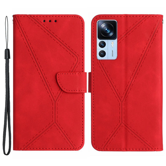 HT05 Leather Case for Xiaomi 12T 5G / 12T Pro 5G / Redmi K50 Ultra Wallet Stand Imprinted Line Phone Cover